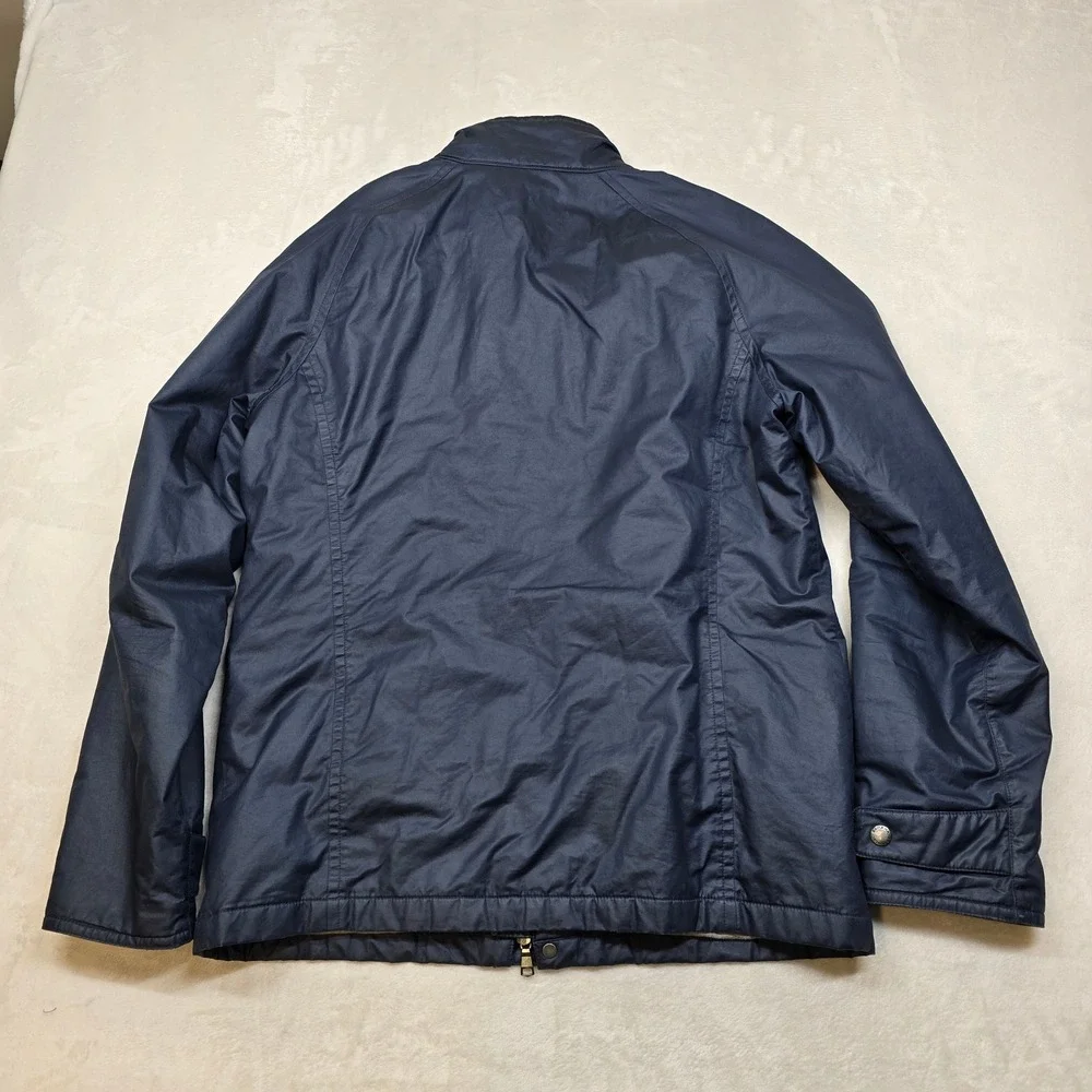 Banana Republic Utility‎ Jacket Mens Medium Blue Poly Coated Cotton Full Zip